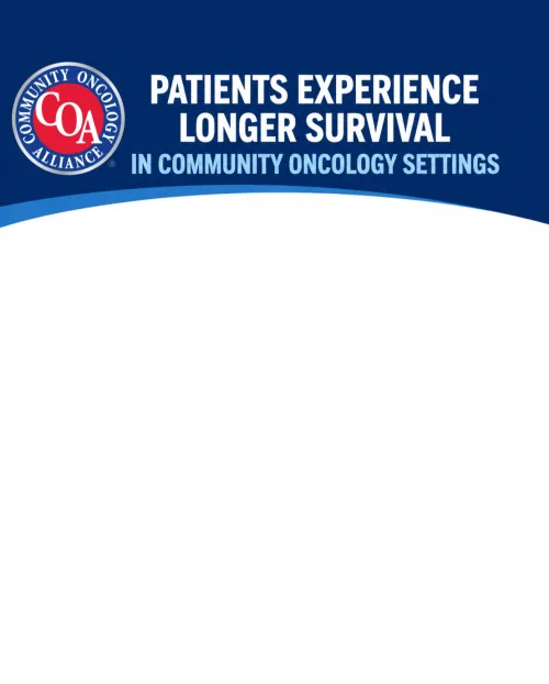 COA logo with text: Patients experience longer survival in community oncology settings