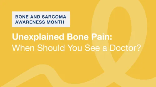 Yellow background with a bone cancer awareness ribbon and related text.